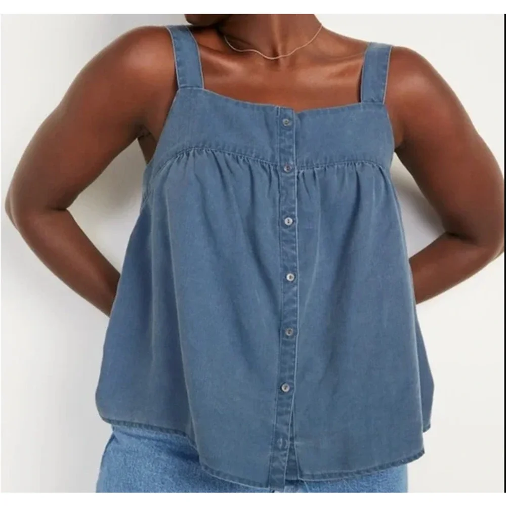 OLD NAVY Garment-Dyed Button-Front No-Peek Cami Top 4X - Picture 1 of 10